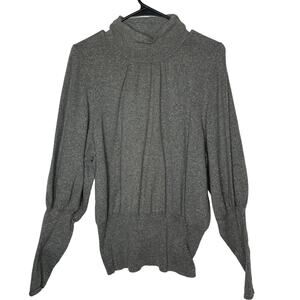 Express sweater knit top women's large silver metallic thread through gray fancy